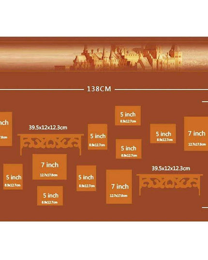 Elegant 13-Piece White Wood Carved Photo Frame Collection with Shelf Accents