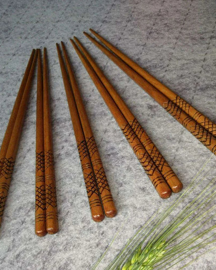 Set of 5 Handcrafted Eco-Friendly Japanese Bamboo Sushi Chopsticks - Non-Slip & Reusable Dining Must-Have