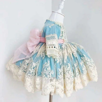 Charming 3-Piece Autumn Spanish Lolita Princess Lace Dress Set for Girls 12M-6T