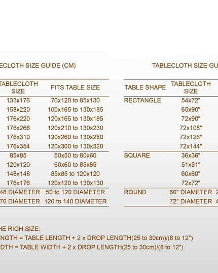 Romantic Rose Cross-Stitch Linen Table Runner & Cloth Set - White/Champagne