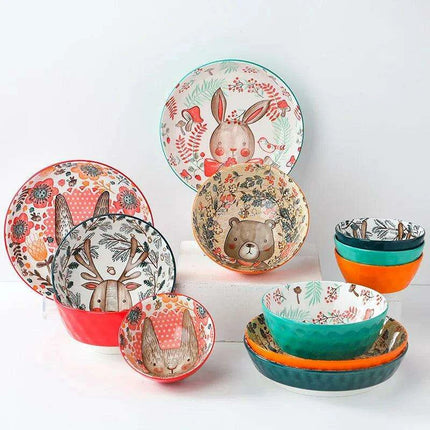 Whimsical Woodland Creatures Ceramic Dining Set for Enchanting Meals