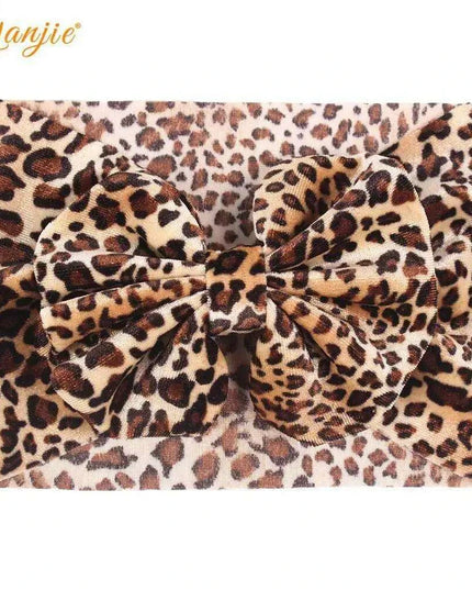 Leopard Print Velvet Headband and Hair Bow Set - Stylish Hair Accessories for Fashion-Forward Girls