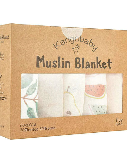 Kangobaby Luxurious 5-Piece Baby Blanket Set - Soft Bamboo Cotton Comfort for Your Baby