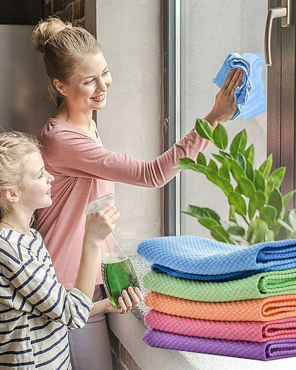 Premium Fish Scale Microfiber Cleaning Cloth Kit - Essential Kitchen Care Set
