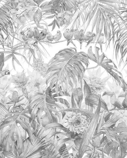 Elegant Monochrome 3D Banana Leaf Wallpaper for Stunning Home Interiors