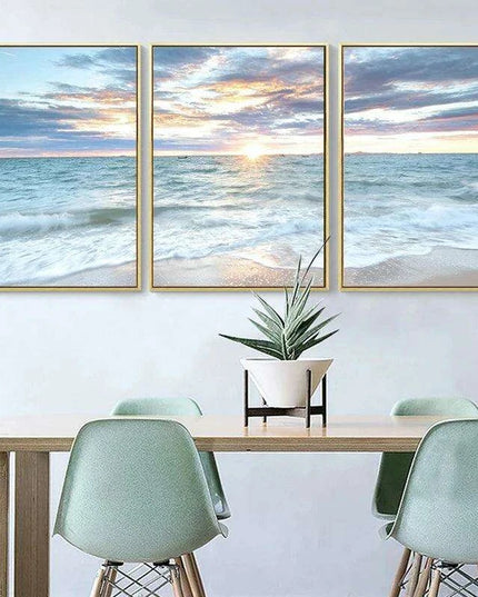 Coastal Serenity Sunrise Canvas Print - Ocean Waves Home Decor