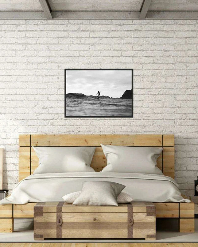 Customizable Black and White California Surf Canvas Art - Chic Beach Home Decor