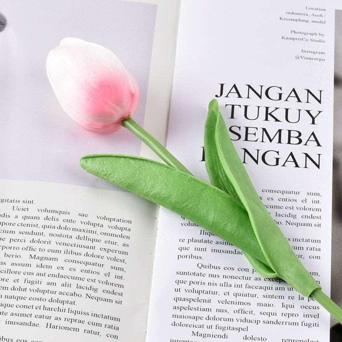 White Tulip Artificial Flowers - Set of 10 Lifelike Stems for Elegant Home Decor