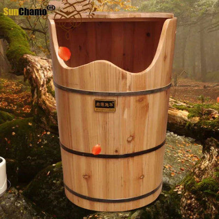 Cedar Spa Foot Bath Tub with Relaxing Steam Therapy for Home Wellness