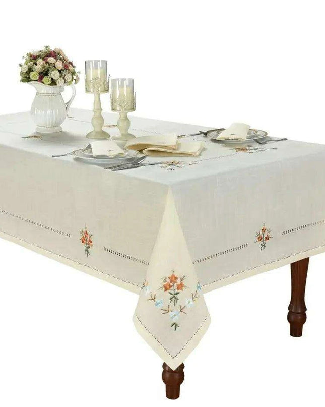 Sophisticated Beige Handcrafted Table Linen Set with Napkins for Luxurious Dining