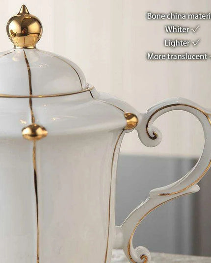Regal Elegance Gold Pearl Bone China Tea and Coffee Set - Sophisticated Collection for Luxurious Teatime
