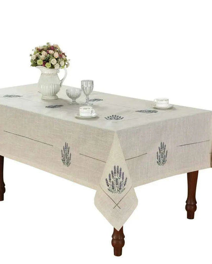 Lavender Provence Elegant Linen-Blend Table Cover for Sophisticated Dining