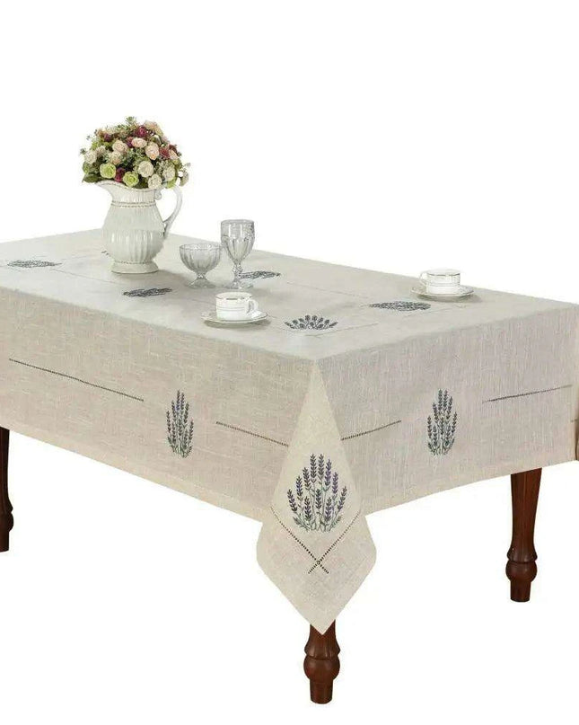 Lavender Provence Elegant Linen-Blend Table Cover for Sophisticated Dining