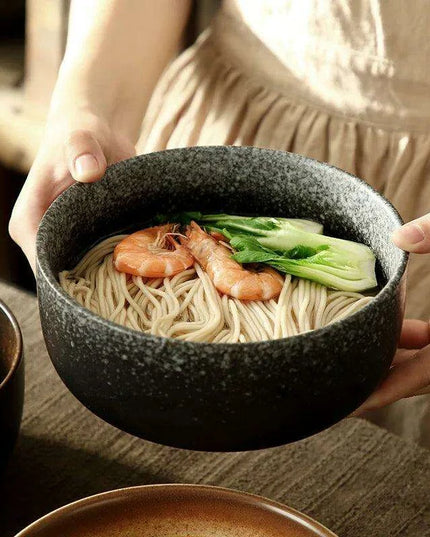 Chic Japanese Ceramic Noodle Bowl Set with Spoon and Chopsticks for Exquisite Dining Experience
