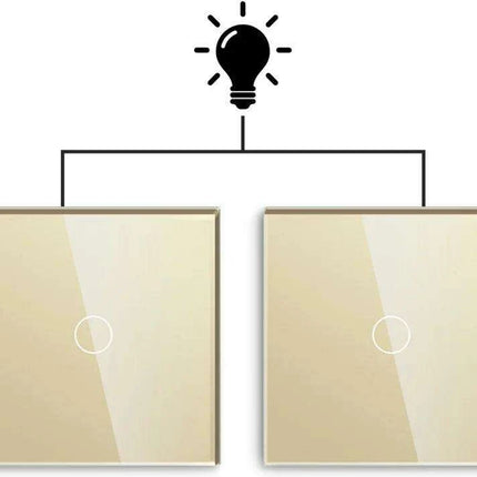 Touch Control Dual Location Stair Light Switch with Crystal Glass Panel in Modern White and Grey