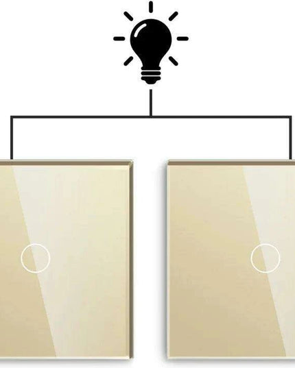 Touch Control Dual Location Stair Light Switch with Crystal Glass Panel in Modern White and Grey