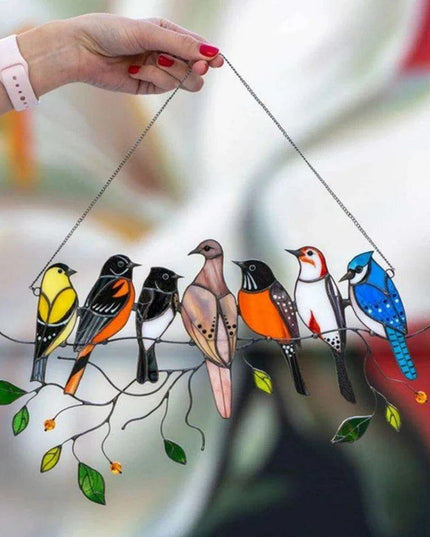 Whimsical Stained Glass Bird Window Panels - Enchanting Decor for Kids' Rooms and Radiant Sunlight Effects
