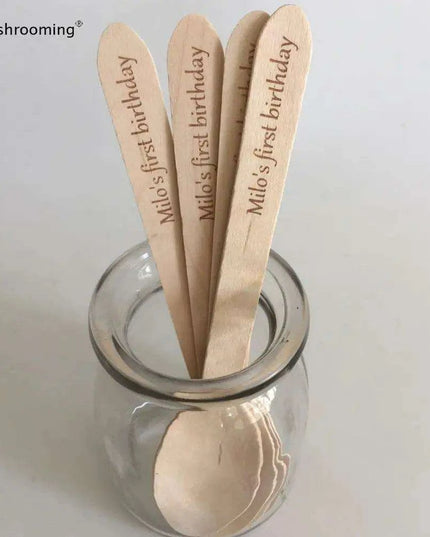 Customized 50-Piece Engraved Birch Wood Spoon Set for Special Occasions