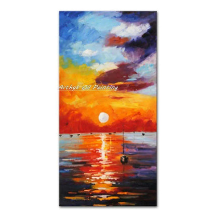 Abstract Boat Oil Painting: Large Handcrafted Artwork to Elevate Your Home's Aesthetic