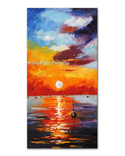 Abstract Boat Oil Painting: Large Handcrafted Artwork to Elevate Your Home's Aesthetic