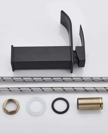 Modern Black Waterfall Faucet with Chrome Accents for Stylish Bathrooms