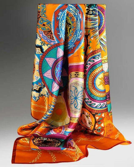 Chic Floral Silk Scarf - Luxurious 90x90cm Women's Neck Accessory