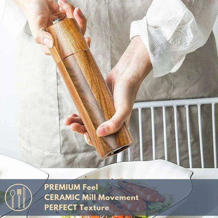 Elegant Acacia Wood Spice Grinder Duo - Premium Culinary Seasoning Mill