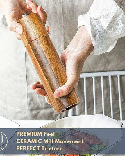 Elegant Acacia Wood Spice Grinder Duo - Premium Culinary Seasoning Mill