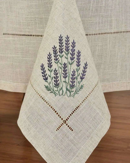 Lavender Provence Elegant Linen-Blend Table Cover for Sophisticated Dining