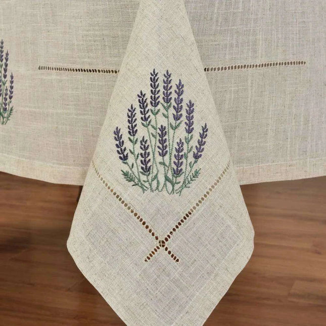 Lavender Provence Elegant Linen-Blend Table Cover for Sophisticated Dining