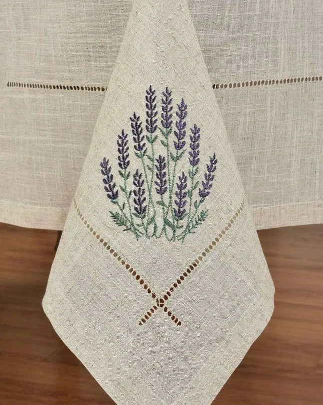 Lavender Provence Elegant Linen-Blend Table Cover for Sophisticated Dining