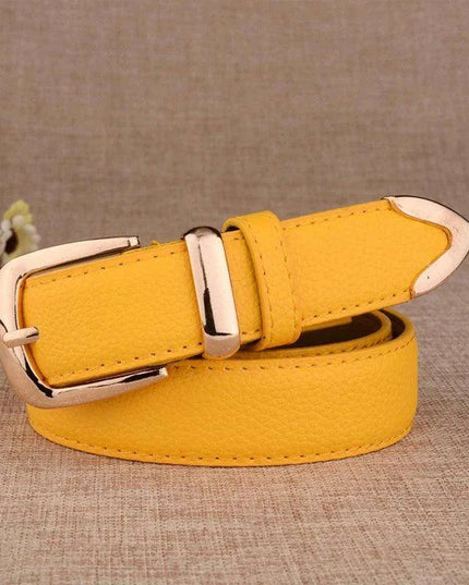Chic Women's Leather Belt with Gold Buckle - Your Essential Style Upgrade