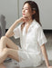 Luxurious Lace-Trimmed Satin Pajama Set for Women