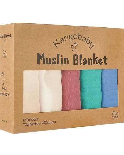 Kangobaby Luxurious 5-Piece Baby Blanket Set - Soft Bamboo Cotton Comfort for Your Baby