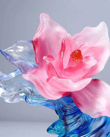 Artisan Crafted Colored Glaze Magnolia Blossom Glass Flower Collection