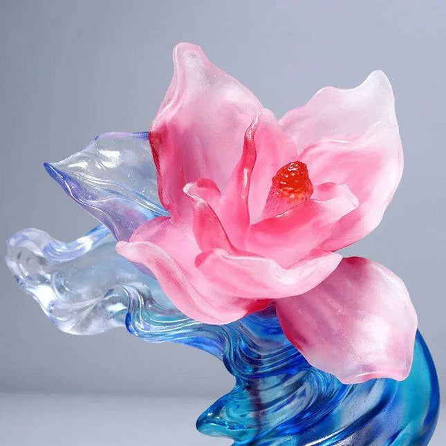 Artisan Crafted Colored Glaze Magnolia Blossom Glass Flower Collection
