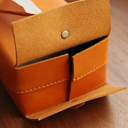 Elegant Handcrafted Leather Tissue Box with Colorful Napkin Holder Duo