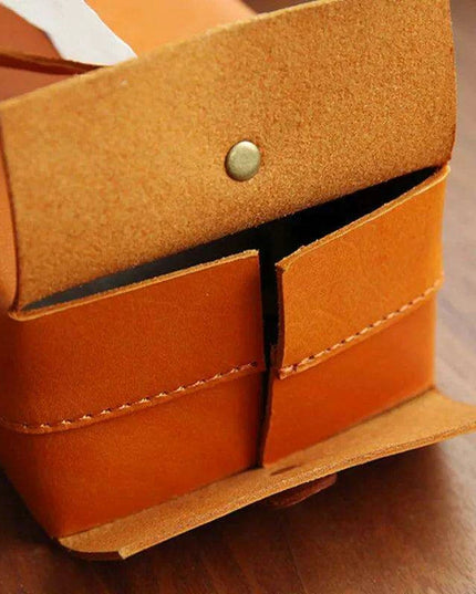 Elegant Handcrafted Leather Tissue Box with Colorful Napkin Holder Duo
