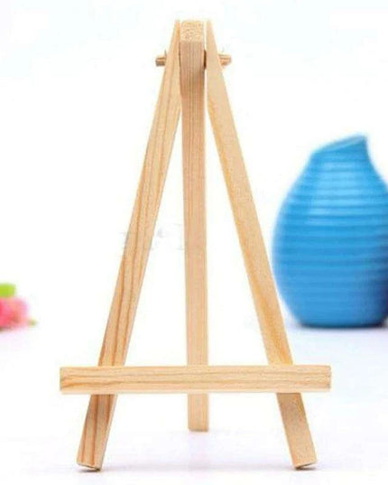 Charming Triangular Mini Wooden Easel Stand for Weddings and Events - 15x8cm Display Holder