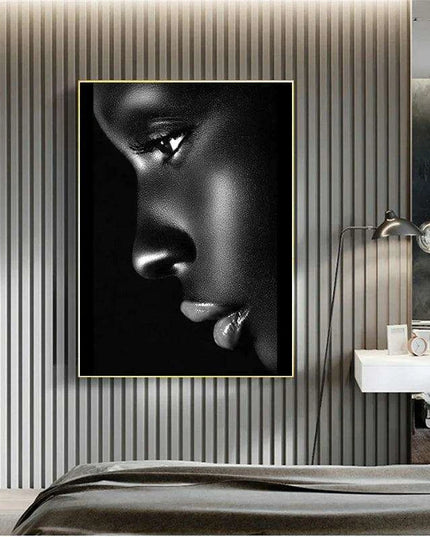 Graceful Elegance: Stunning Oil Painting of an African Woman with Luscious Lips