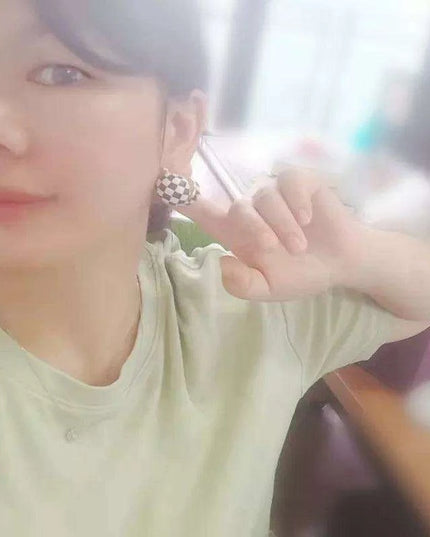Elegant Monochrome Button Earrings - Korean Fashion-Inspired Jewelry
