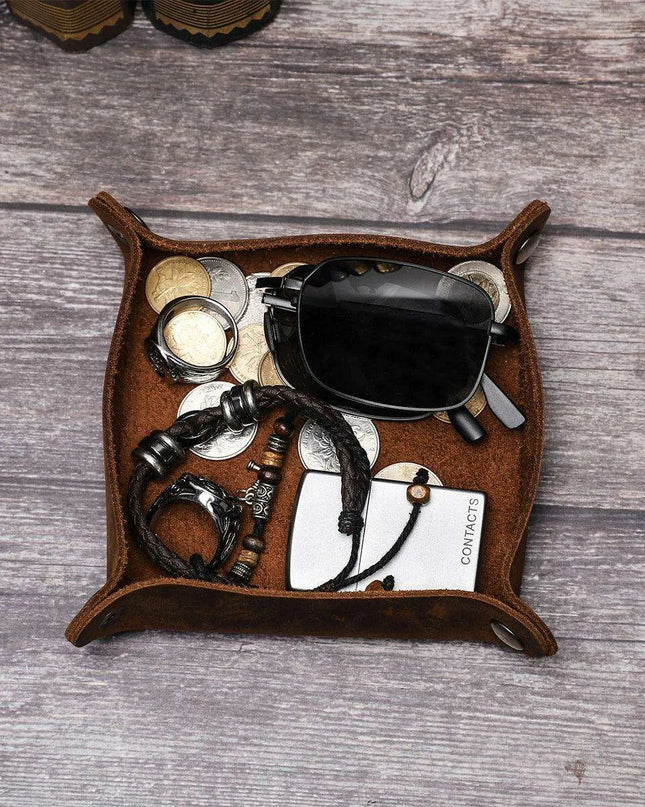 Luxurious Foldable Leather Desk Organizer Tray