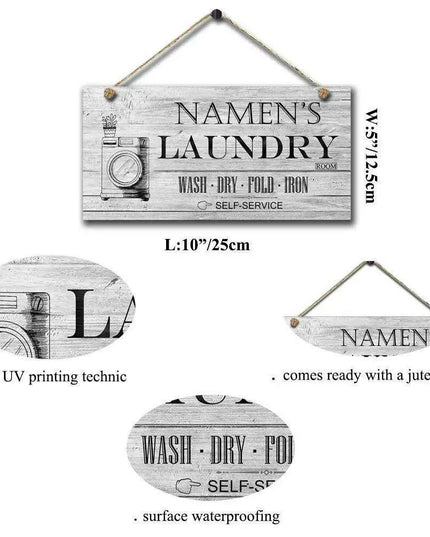 Retro Wooden Laundry Room Sign for Charming Home Decor