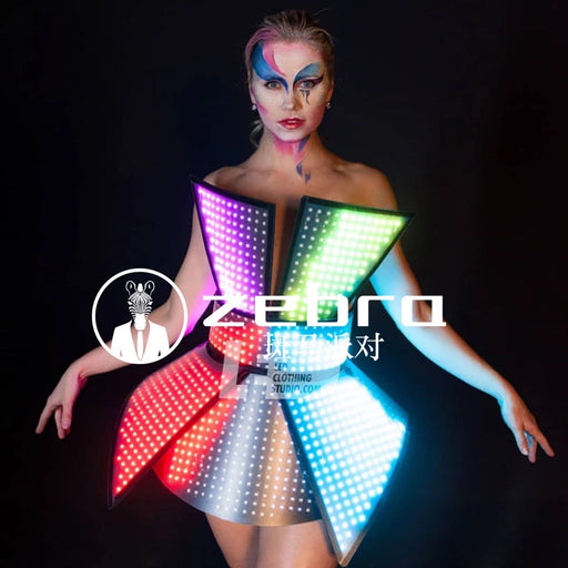 LED Glow Party Dress - Customizable Light-Up Performance Wear for Nightclubs and Techno Shows