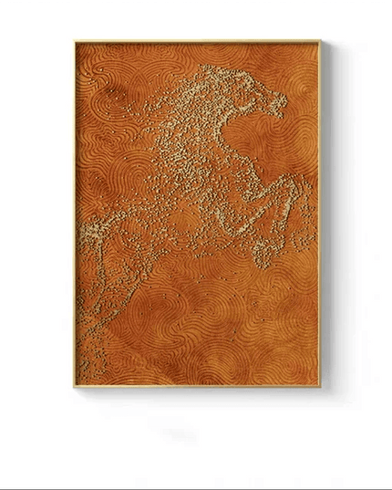 Regal Golden Stallion Canvas Artwork for Upscale Home Aesthetics