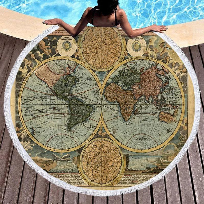 Bohemian Round Beach Towel with Tassel - Luxurious 150CM Microfiber Tapestry