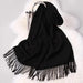 Elegant Tassel-Trimmed Lamb Wool Wrap - Luxe Winter Scarf for Fashionable Warmth