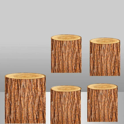 Customizable Wood Bark Elastic Fabric Cylinder Covers for Stunning Dessert Table Decor