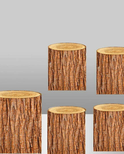 Customizable Wood Bark Elastic Fabric Cylinder Covers for Stunning Dessert Table Decor