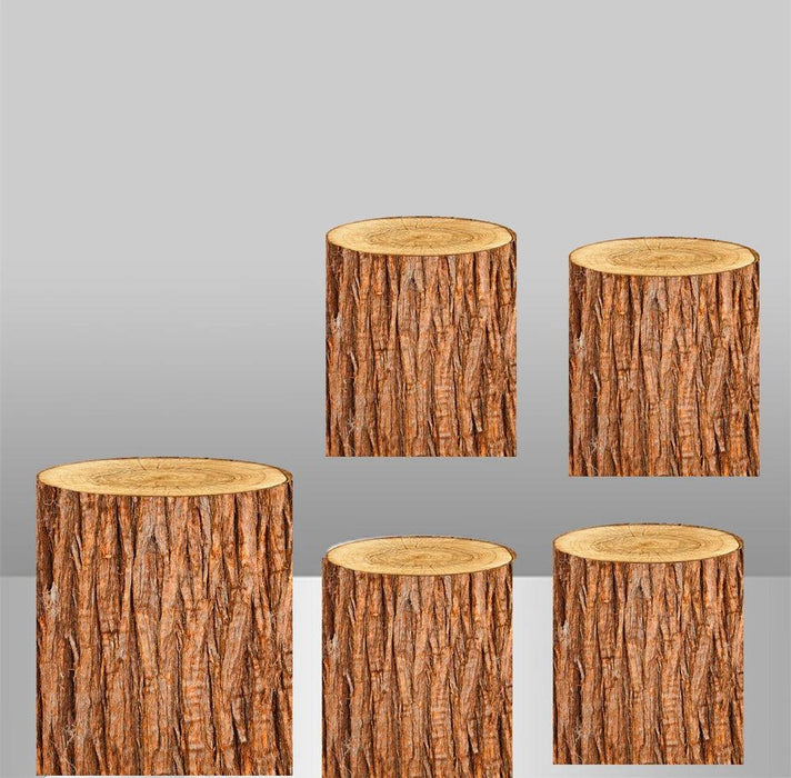Customizable Wood Bark Elastic Fabric Cylinder Covers for Stunning Dessert Table Decor